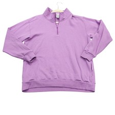 PINK Victoria's Secret Sweatshirt Womens Medium Purple 1/4 Zip Mock Neck Fleece