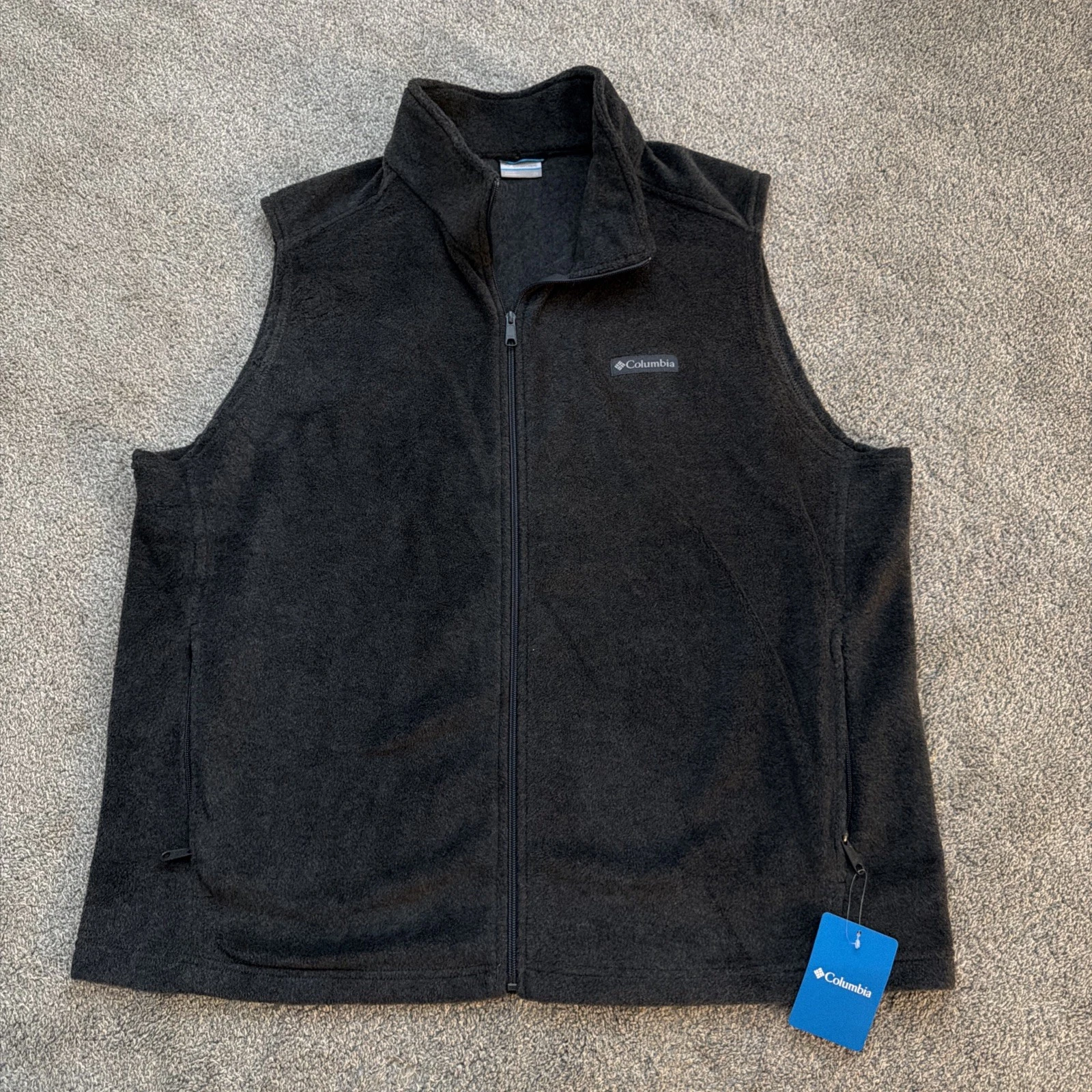 Columbia Fleece Vest Mens 2XL Gray Full Zip Outdoor Hiking Warm Casual AS1535