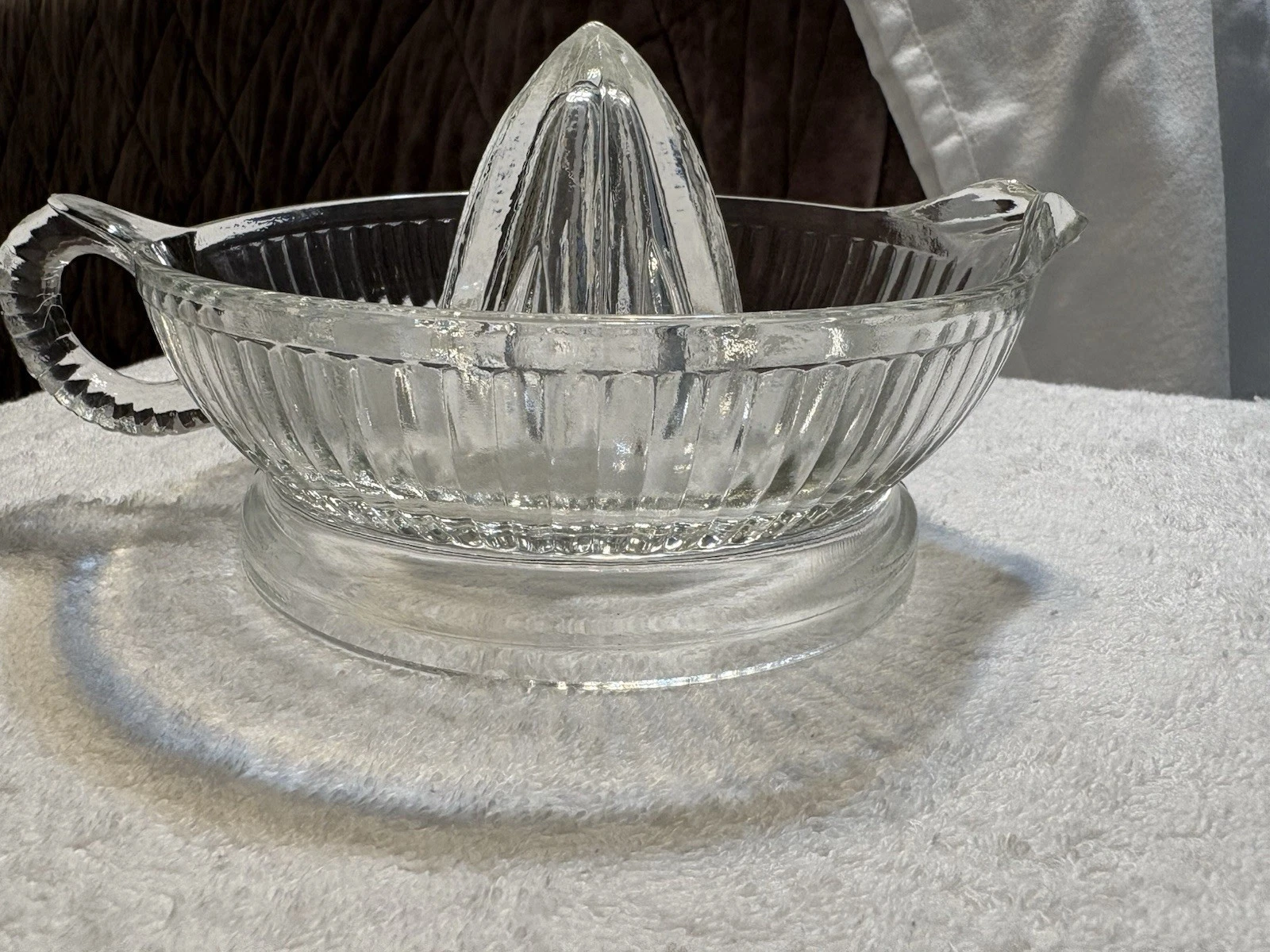 Clear Depression Glass Citrus Juicer With Reamer & Spout 1930-1940