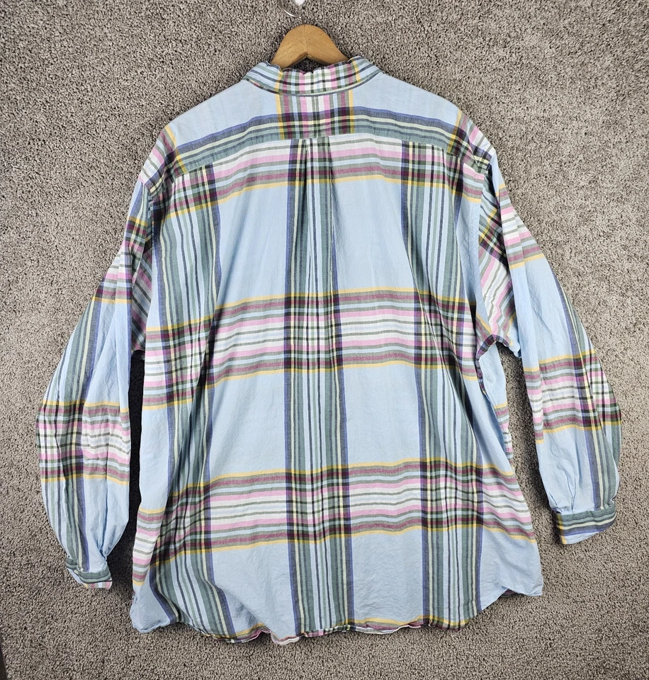 Ralph Lauren Indian Madras Button Down Oxford Plaid Pink Pony Shirt Mens 4XLT - Image 2 of 4