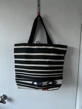Lulu Guinness Striped Doll Face Jute Tote Bag  - Red Nose Limited Edition