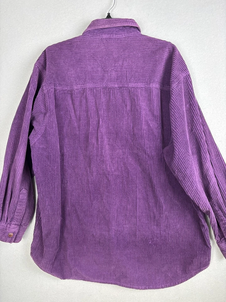 Chaqueta Gloria Desteñida De Colección Para Hombres XL Púrpura Pana Cremallera Bolsillos Frontales en el Pecho Años 90 Foto 3 de 4