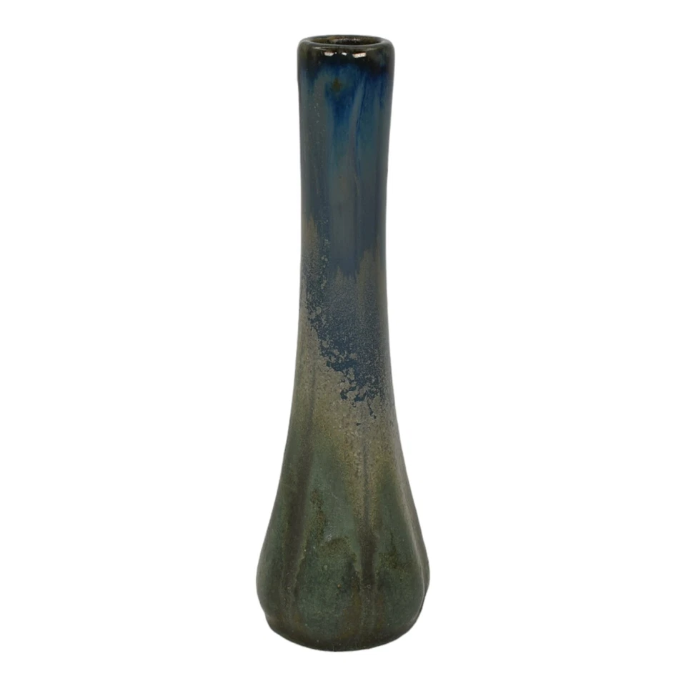 Fulper 1917-27 Arts And Crafts Pottery Blue Ceramic Twig Stick Bud Vase 08 - Image 4 of 4
