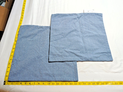 Lot 2 Room Essentials Poly / Cotton Blend Blue Jean Pillow Covers 16''x16  NWT