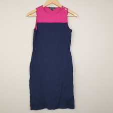 Lauren Ralph Lauren Dress Womens Small Navy Pink Colourblock Casual Summer