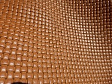 Cowhide leather partial hide Cognac Embossed Basketweave Pattern smooth finish