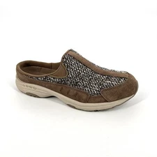 Easy Spirit Traveltime Clogs Womens Size 7.5 Brown Suede Tweed Slip-On Shoes