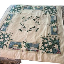 Vtg 1950s Souvenir LA/MISS Tablecloth Antebellum Plantation Steamboat Natchez EC