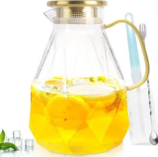 Yirilan Glass Pitcher 3-Liter Water Carafe With Lid Iced Tea Pitcher for Fridge