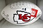 Patrick Mahomes & Travis Kelce / 2X Autographed K.C Chiefs White Football / COA