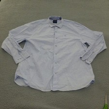 Tommy Bahama Shirt Mens XL Button Up Striped Blue Pocket Long Sleeve Cotton