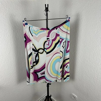 Women's Emilio Pucci Knee Length Rayon Geometric Blue/Lilla Skirt Size IT44/US14 - Bild 1 von 4