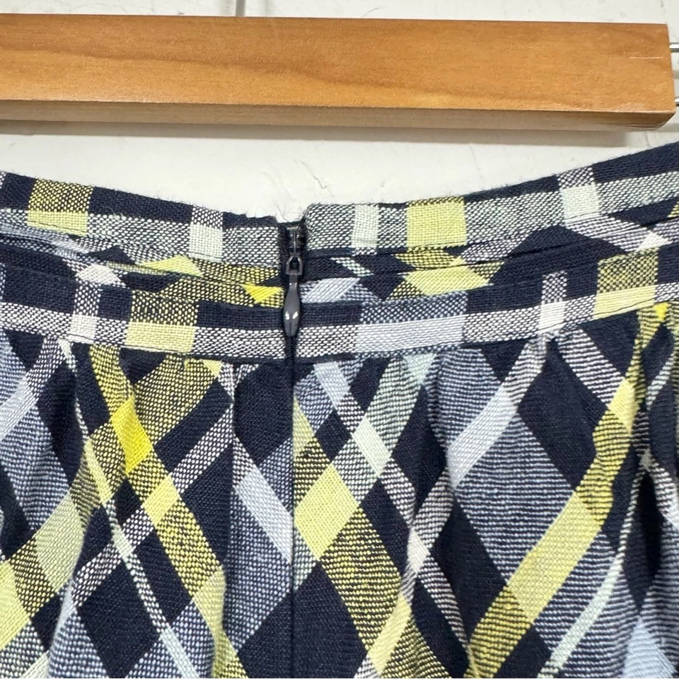 Joie Blue Yellow Plaid ALine Mini Skirt Women S Dark Academia Preppy School Girl - Imagem 2 de 4