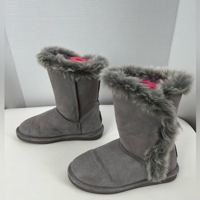 Bearpaw Cora 2664W Women s Mid Calf Cow Suede Upper Faux Outside Fur Gray Size 8