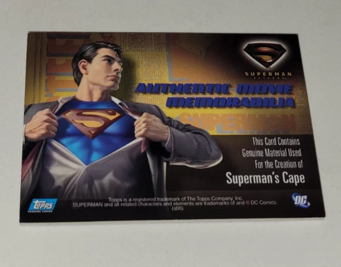 2006 SUPERMAN RETURNS Brandon Routh SUPERMANS CAPE COSTUME WORN CARD NM/MT Topps - Image 4 of 4