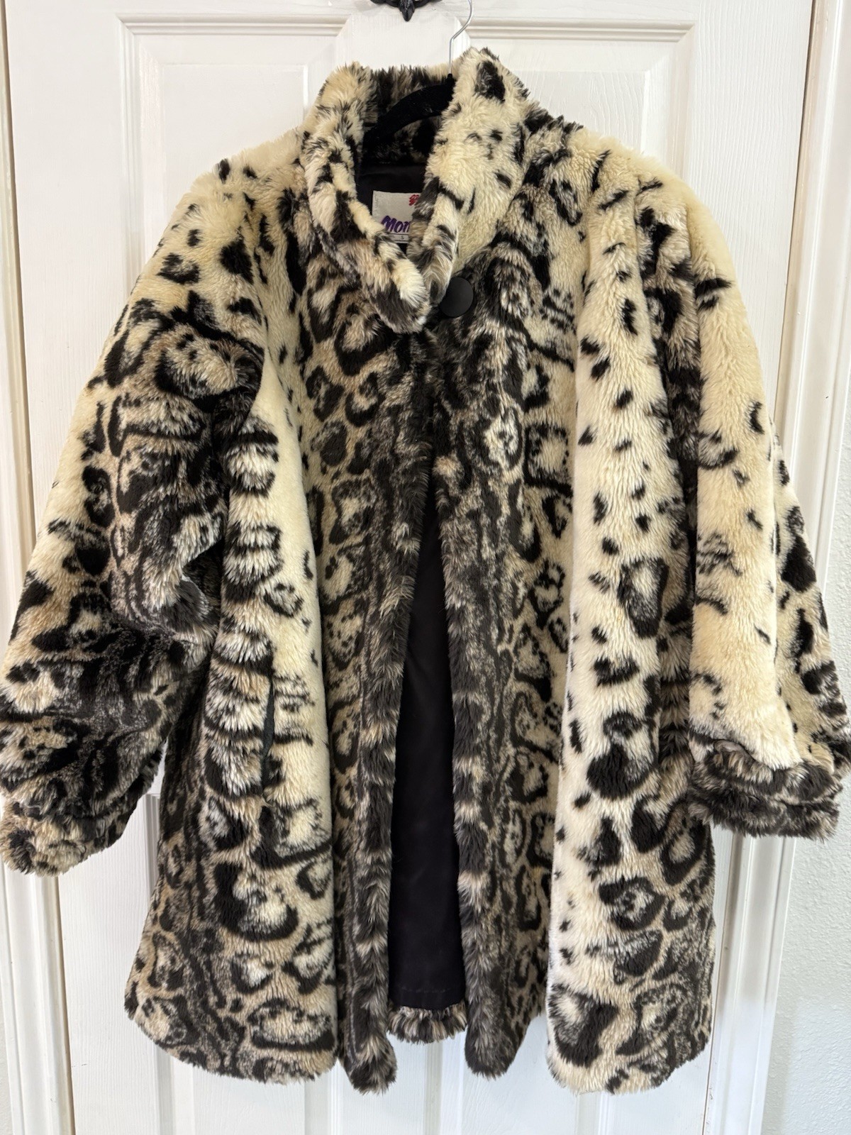 Vintage Monterey Fashions Leopard Print Faux Fur Coat Women's Sz 10