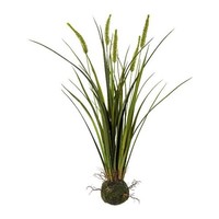 Artplants KüNstlicher Chinaschilf Milno, Erdball, Rispen, Wurzeln, GrüN, 65Cm