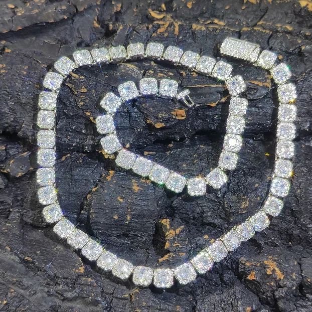 Совершенно новый! 7 мм 20 дюймов! Теннисная цепочка с имитацией МУАССАНИТА для мужчин и женщин Iced! - Изображение 2 из 4