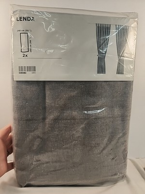 #ad IKEA Lenda 2 Panel Curtains Tie Backs 55x98quot; Grey 100% Cotton 403.191.76 Tab Top C $73.91