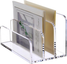 Acrylic Desk Organizer with 3 Compartments for Letters and Files, Clear
