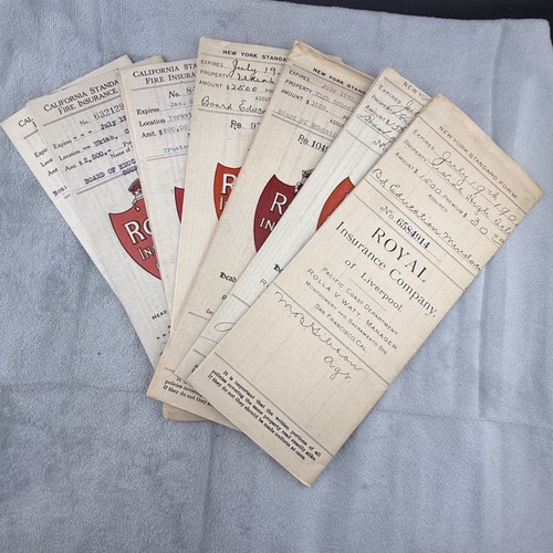 Vintage Royal Insurance Company Policy Liverpool Lot of 7
