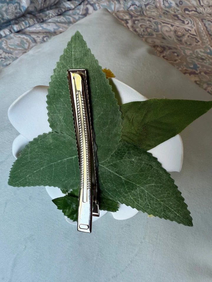 Tropical Hair Clip Foam White Yellow Plumeria Flower Cluster Honolulu Hawaii - Image 4 of 4