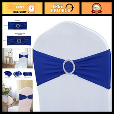 Spandex Stretch Chair Sashes with Buckle Slider for Wedding Party - 25PCS Blue