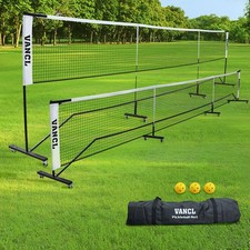 Pickleball Net Portable with Wheels Deluxe Portable 22 Feet Pickleball Net fo...