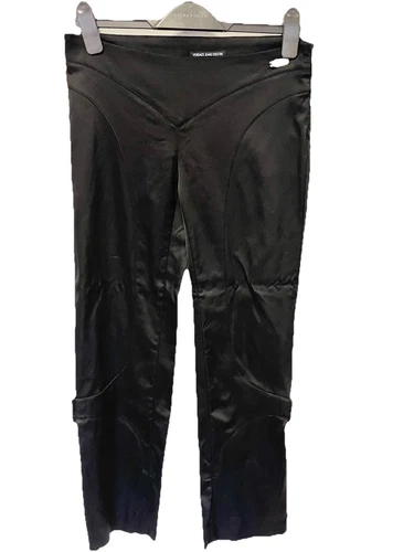 PANTALONI VERSACE JEANS COUTURE NERI GAMBA DRITTA CUCITURA FIBBIA ORLO TAGLIA UK 10