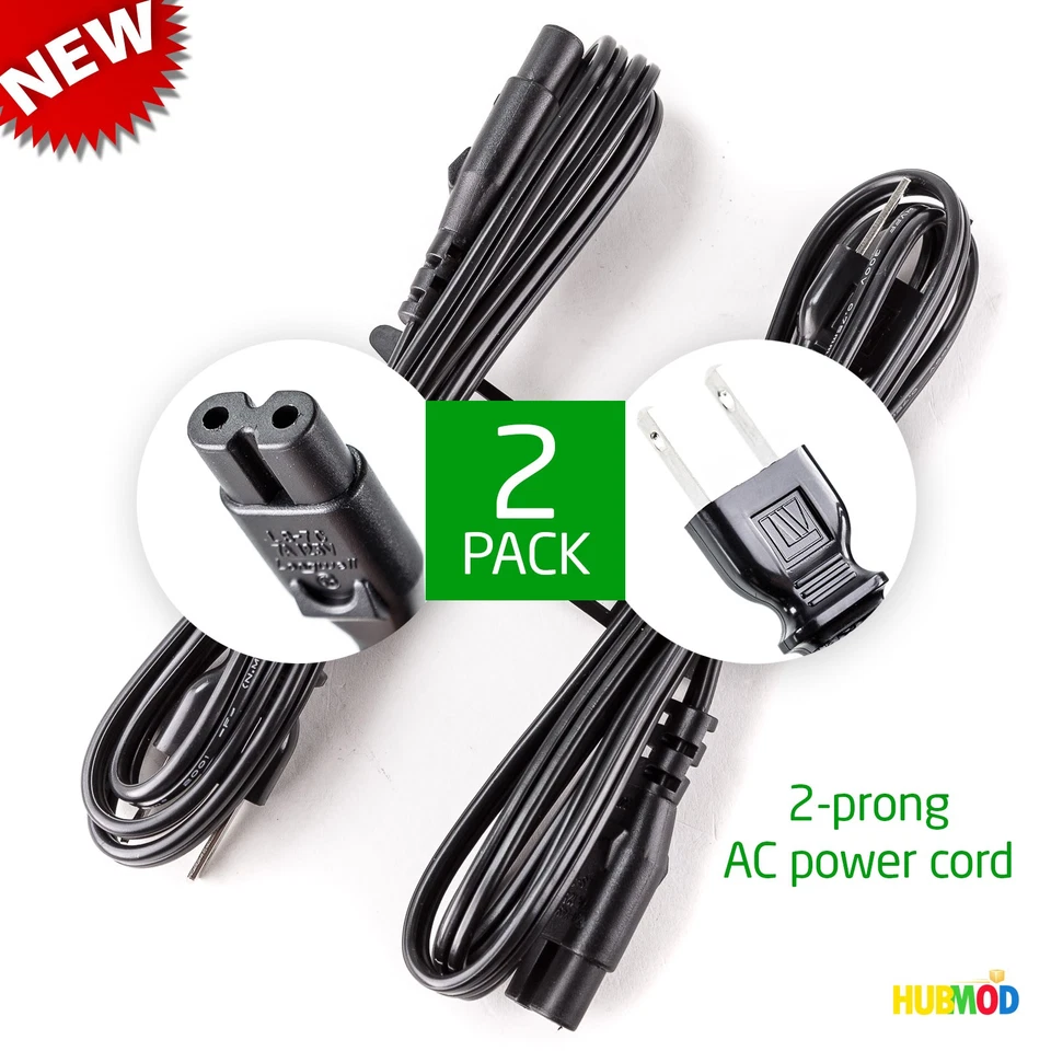 Lot of 2 Longwell 7A 125V 2-Prong Power Cable Cord 3.5FT LS-7J LS-7C UL NEW - Image 1 of 4