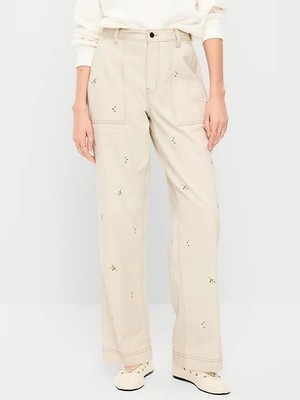 Old Navy | High-Waisted Straight Ankle Pants | Floral Wish Bone | 12 Tall