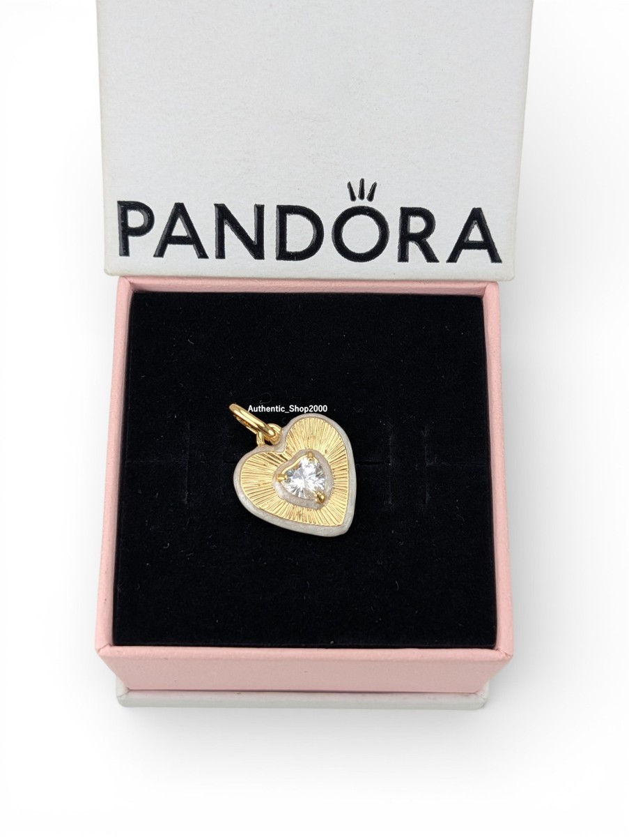 New 100% Authentic PANDORA 14k Gold Glow with Love White Heart