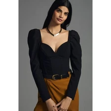 New Anthropologie ASTR The Label Betty Top $88 MEDIUM Black 