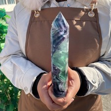 1.3LB natural fluorite quartz crystal obelisk wand point healing G6707