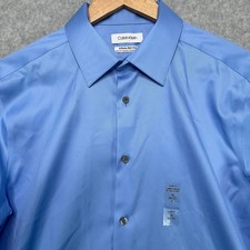 Calvin Klein Men Infinite Non Iron Slim Fit Light Blue Dress Shirt L 16 34 35