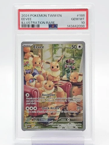 EEVEE 2024 POKEMON TWILIGHT MASQUERADE ILLUSTRATION RARE #188 PSA 10 Q5698