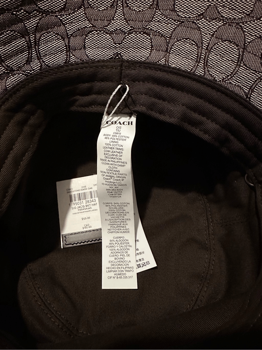 NWT Coach Signature Jacquard Bucket Hat in Sandstone/Dark Oak | eBay
