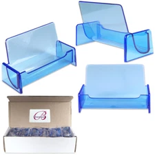HQ Acrylic Plastic Business Name Card Holder Display Stand (CLEAR BLUE)