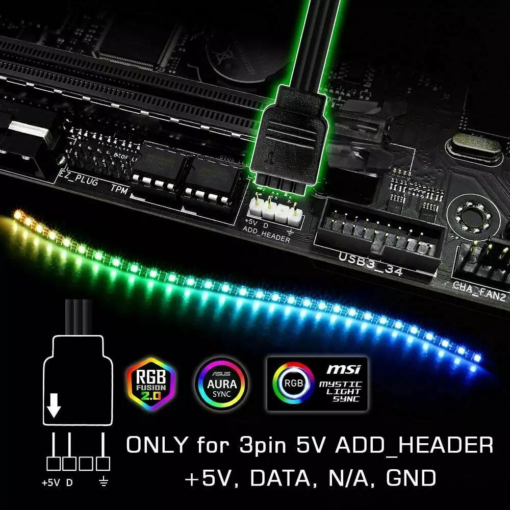 RGB LED Strip for ASUS SYNC/MSI Mystic Light GIGABYTE WS2812b 2.0 5v | eBay