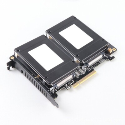 U.2 SSD to PCIe X8 Adapter PCIE 4.0 to Dual 2x U.2 SFF-8639 Disk Riser Card 2025