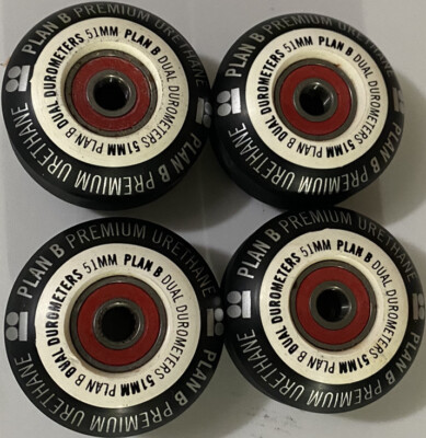 Set Of 4 Plan B Premium Urethane Plan B Dual Durometers 51mm Skate Board Wheels