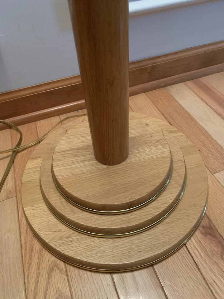 "Lámpara de pie de latón antorcha de madera de roble vintage Anthony California RARA 71"" CM" Foto 3 de 4