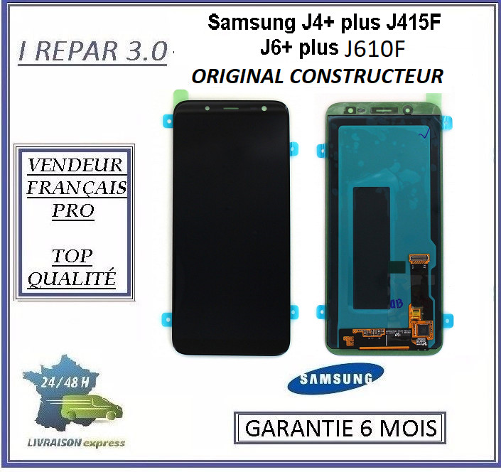 Écran Noir Original Samsung Galaxy J6 Plus 2018 et J4 Plus Réparation Écran J610F J415F