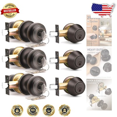Elegant Oil Rubbed Bronze Door Lock Set - 3 Pack Keyed Alike Security Solutions
