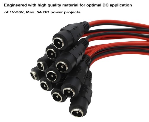20 Pack Female Power Pigtail DC 5.5mm x 2.1mm Connectors Upgraded AWG for CCT... - Picture 4 of 6