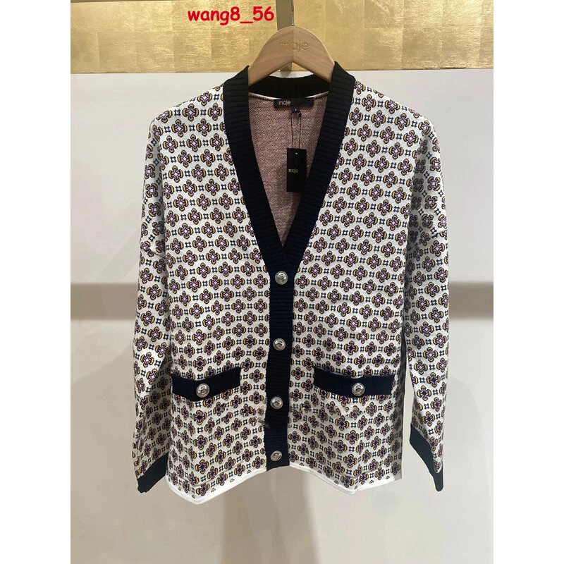Maje Light Luxury Vintage Jacquard Knit Cardigan