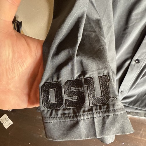 Nike Dri-Fit Shirt Mens 4XL Black Button Up Short Sleeve - OSU Patch On Sleeve - Picture 6 of 13