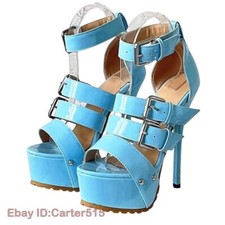 Women's Open Toe 16cm High Heels Platform Ankle Sandals Buckle Strap Stilettos
