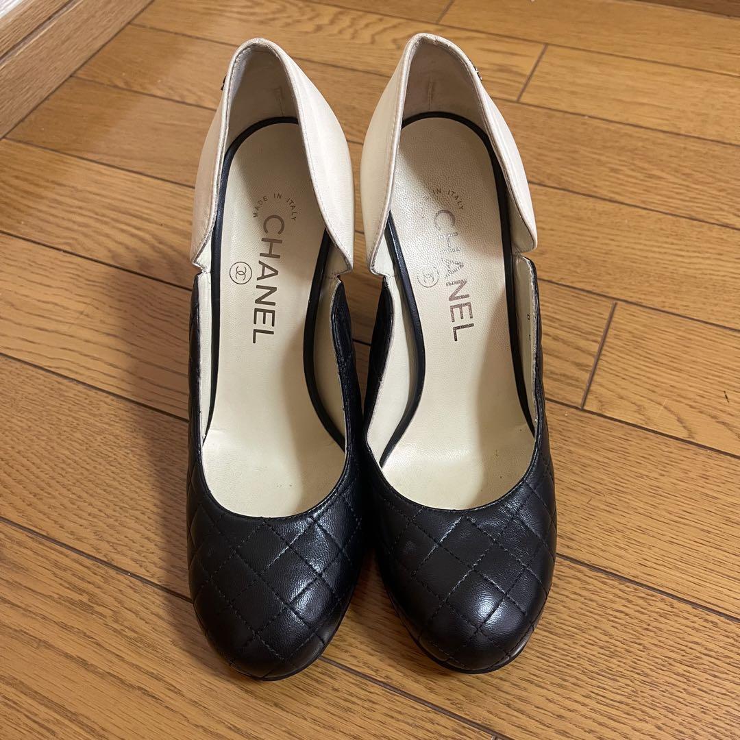 Chanel Pumps Heels Matelasse Patent Leather Black White Size 37 US About7 Women thumbnail 19