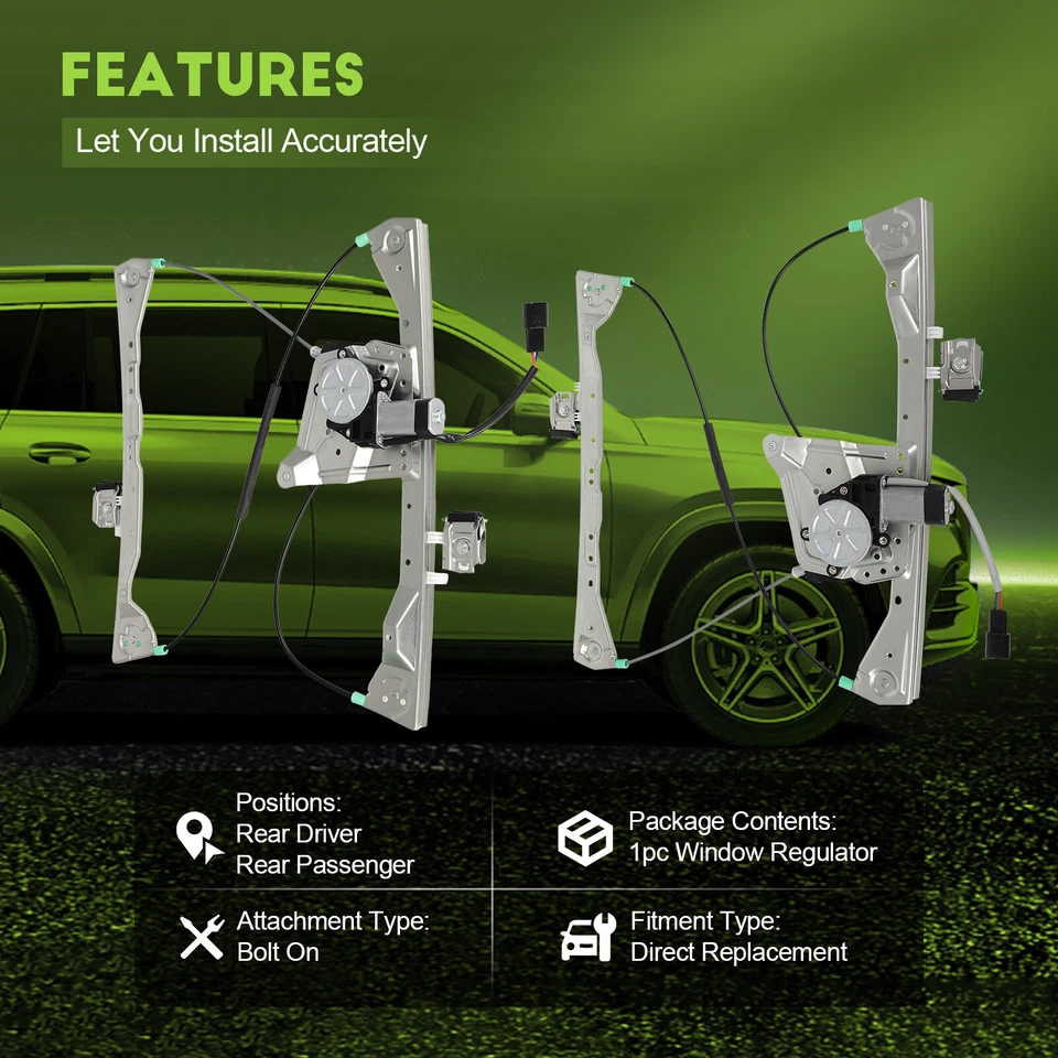 Par de reguladores de ventana trasera aptos para Buick Rendezvous 2002-2007 potencia con motor Foto 2 de 4
